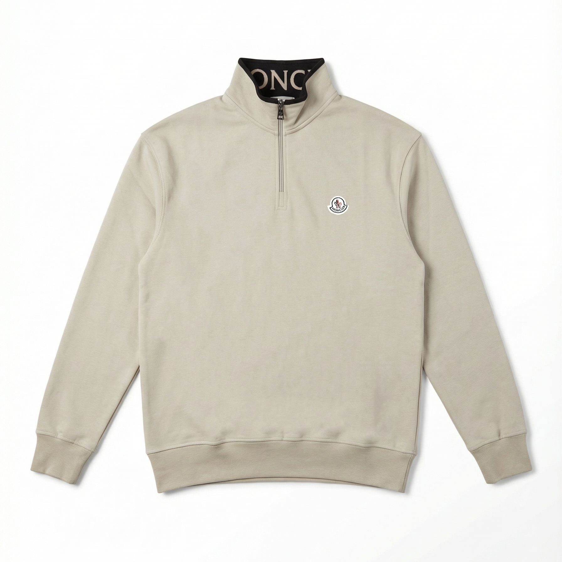 MONCLER HALF ZIPPER EMBROIDERED LOGO SWEATSHIRT