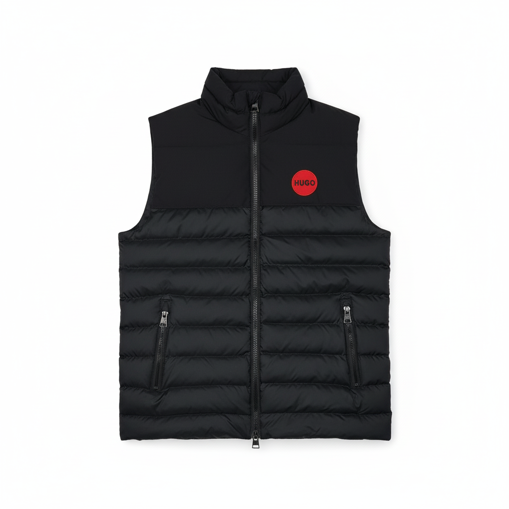 HUGO BOSS WATER-REPELLENT GILET WITH RED LOGO LABEL