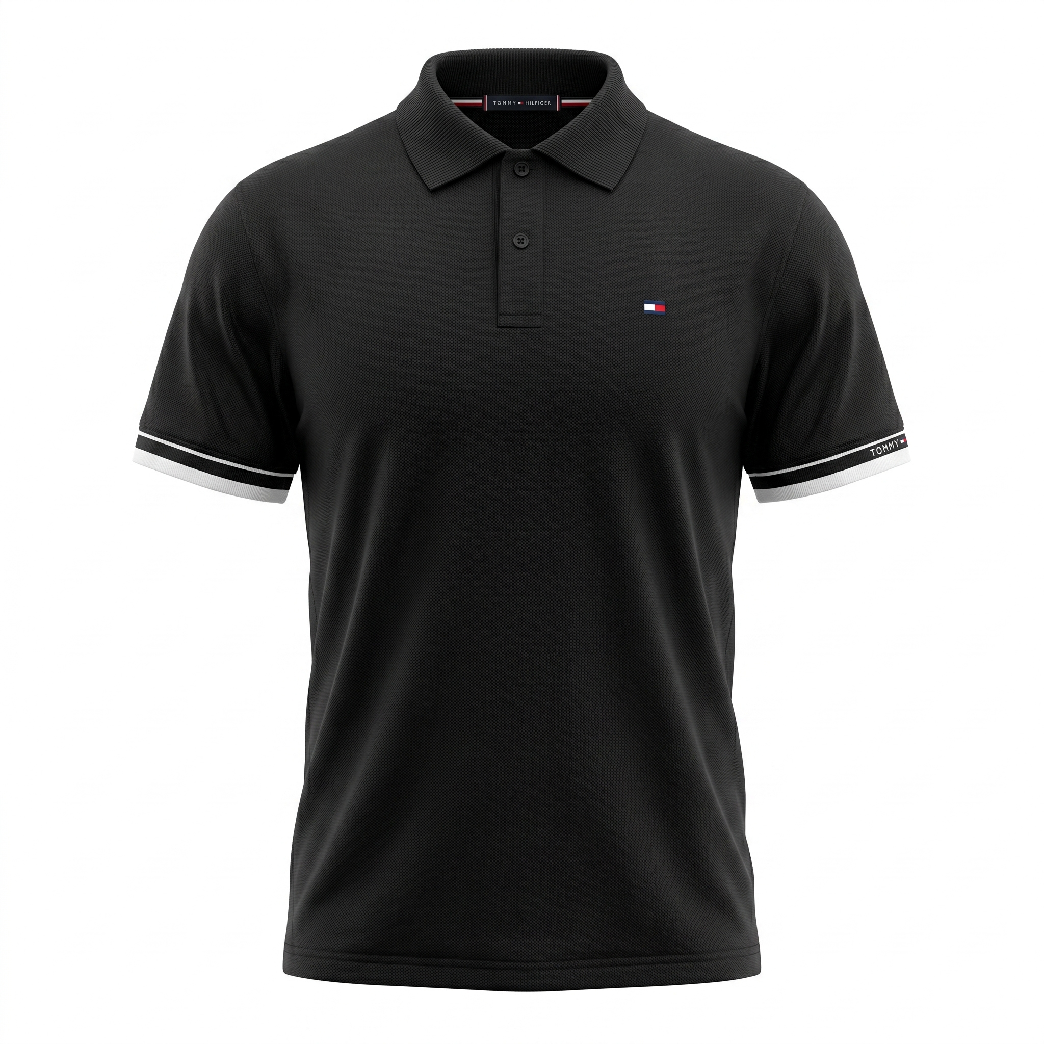 Tommy Jeans Linear Short Sleeve Polo Shirt Black