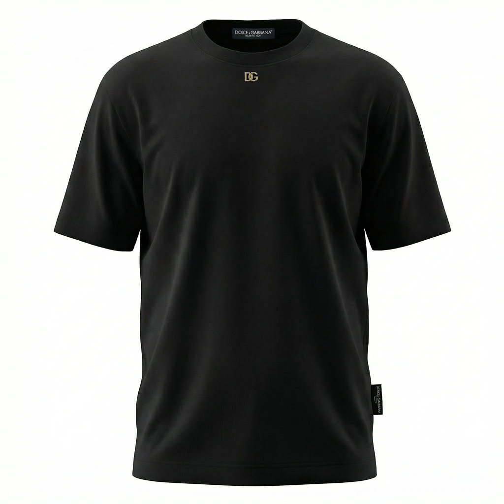 DOLCE & GABBANA METAL DG LOGO BLACK TEE