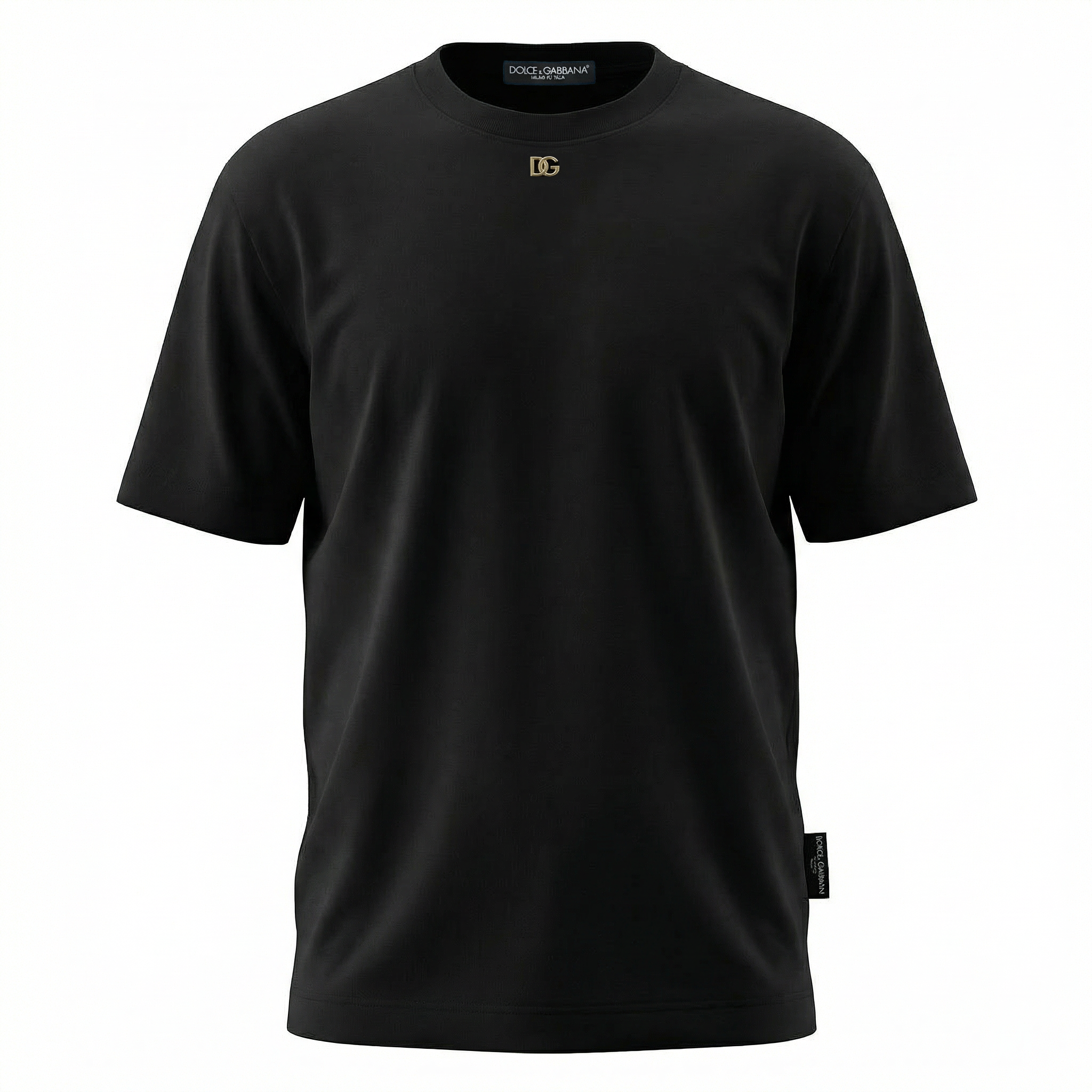 DOLCE & GABBANA METAL DG LOGO BLACK TEE
