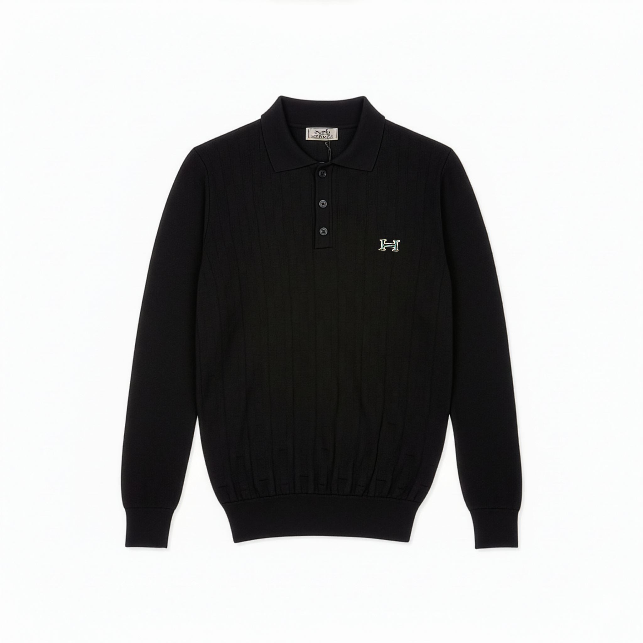 HERMES embroidered-logo silk polo shirt