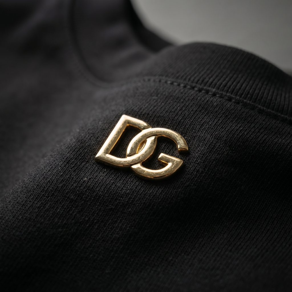 DOLCE & GABBANA METAL DG LOGO BLACK TEE