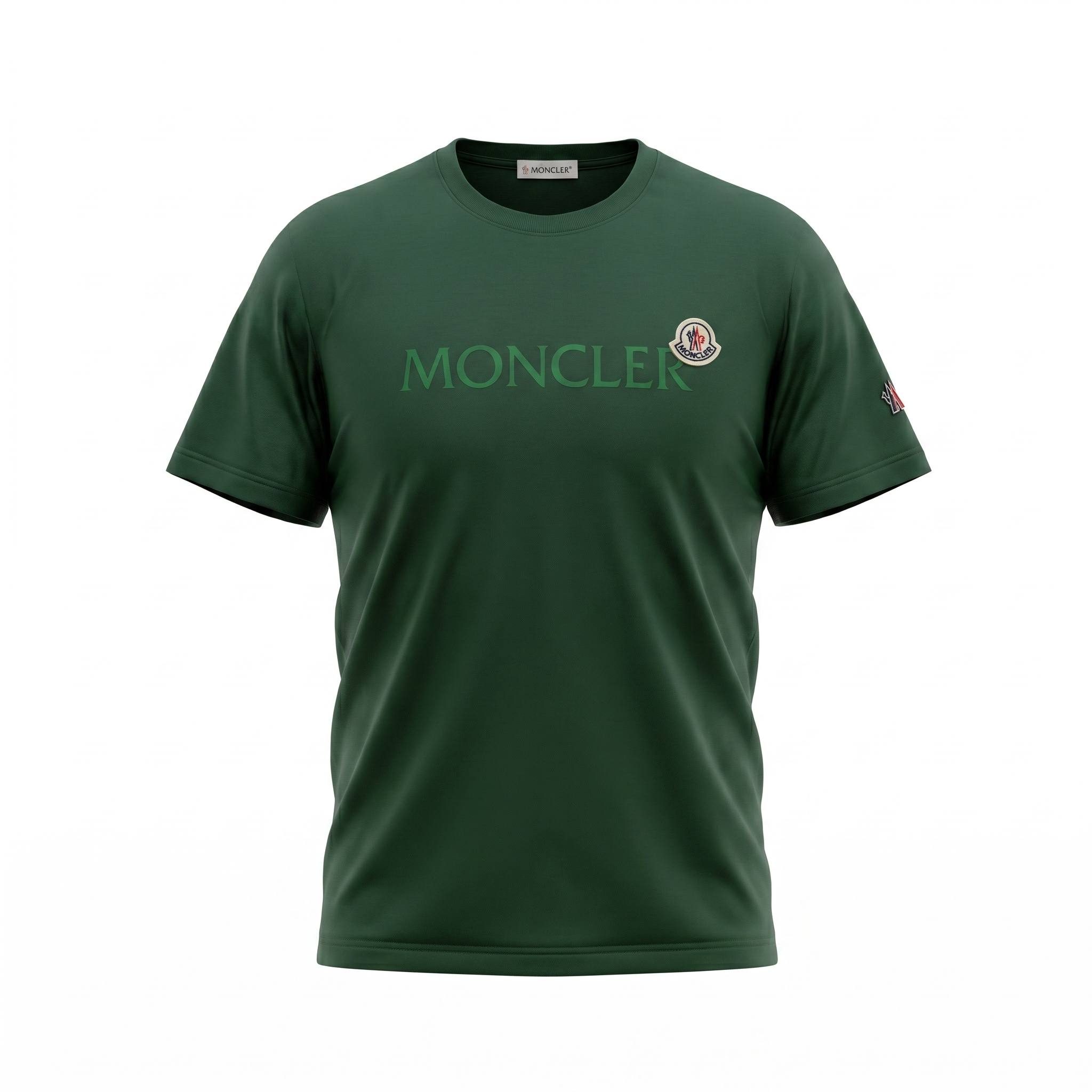 MONCLER Leaf Green Flocked Logo T-shirt