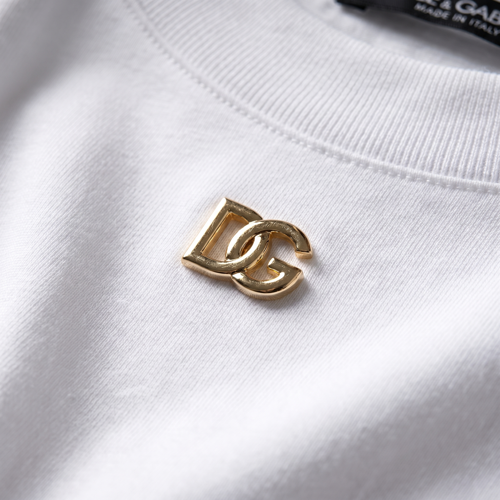 DOLCE & GABBANA METAL DG LOGO WHITE TEE
