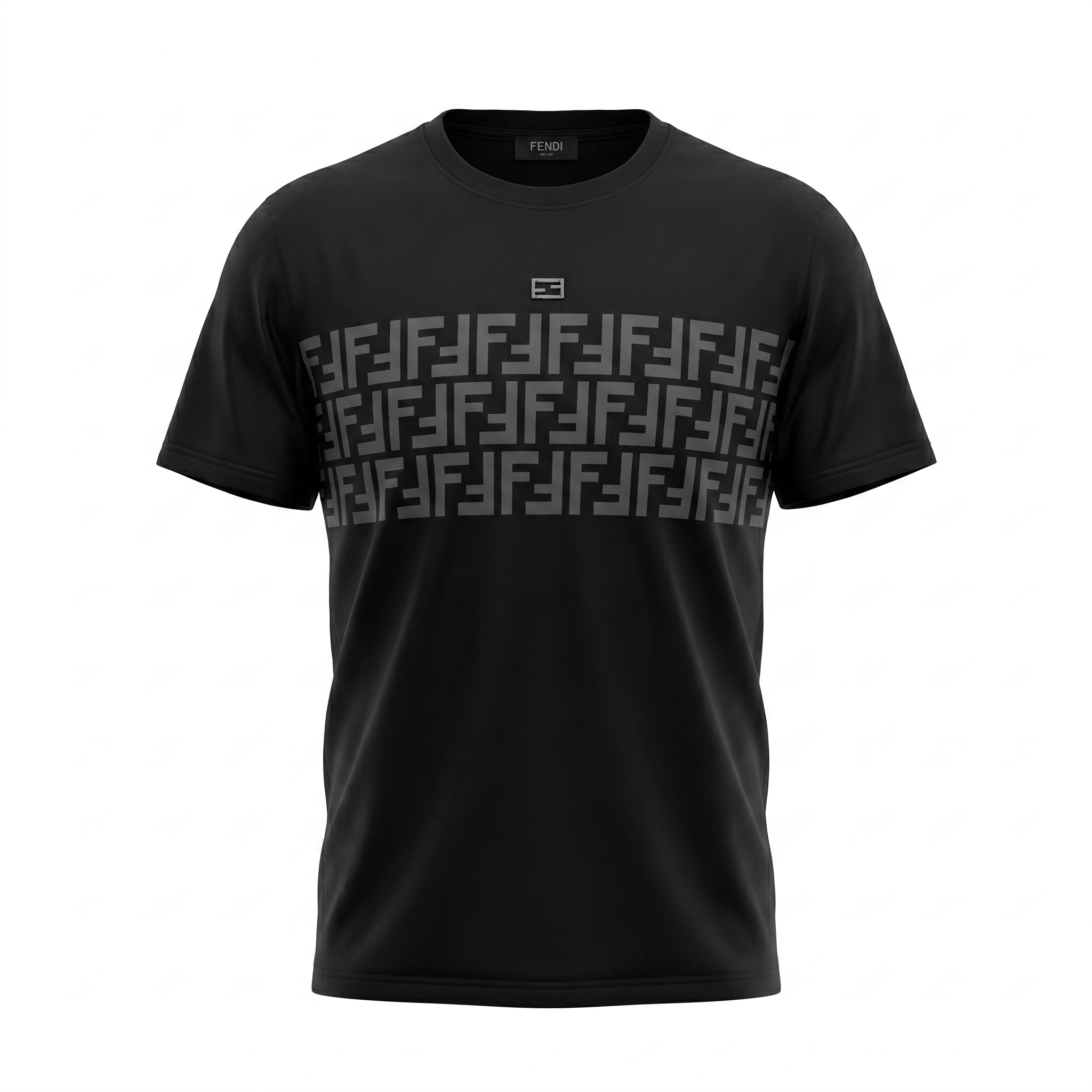 FENDI METAL&PRINTED LOGO T-SHIRT