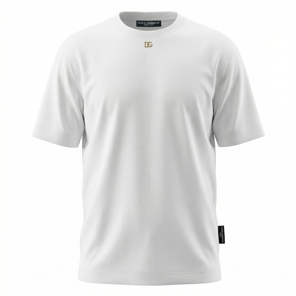 DOLCE & GABBANA METAL DG LOGO WHITE TEE