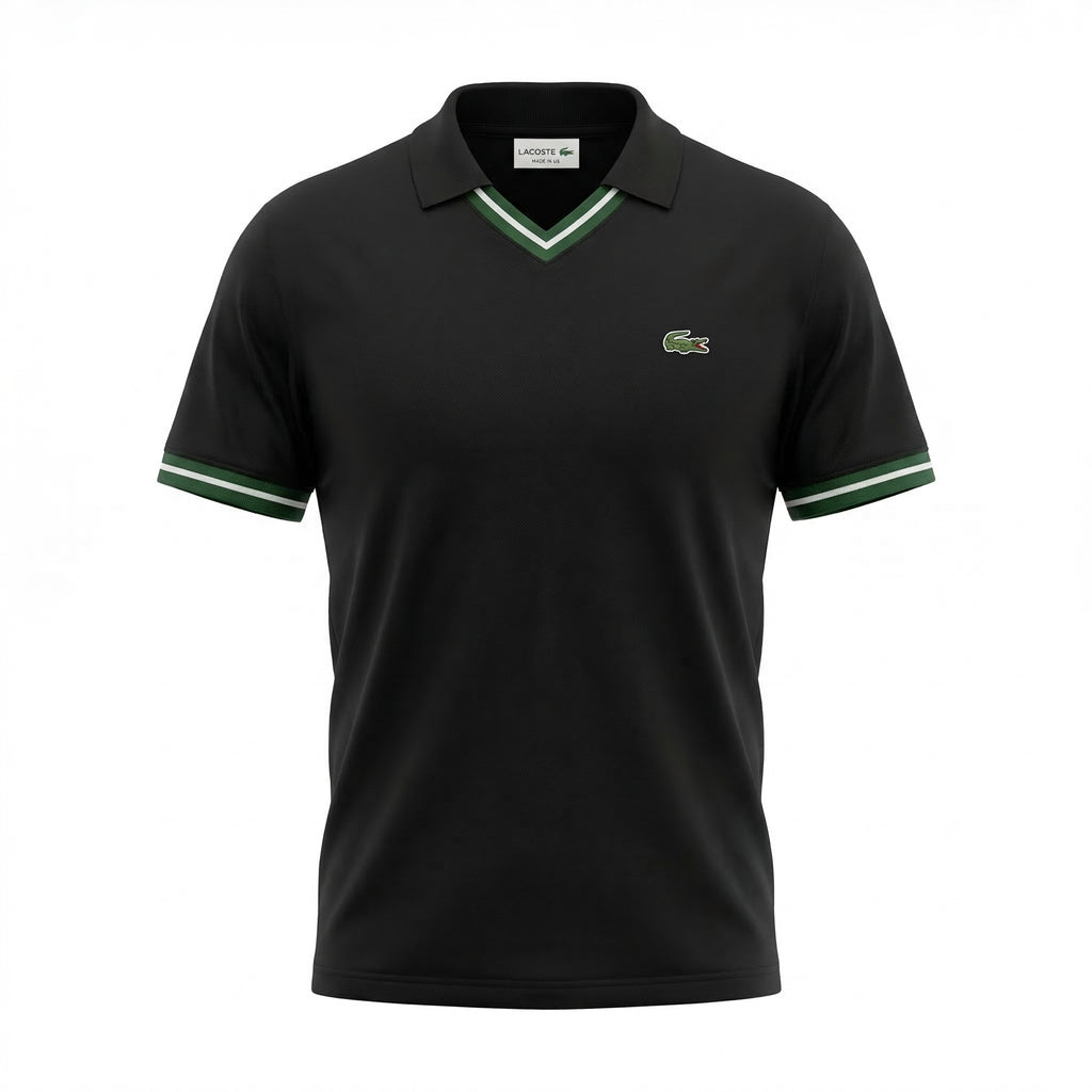 LACOSTE French Made Classic Fit Stripe Collar Polo Shirt