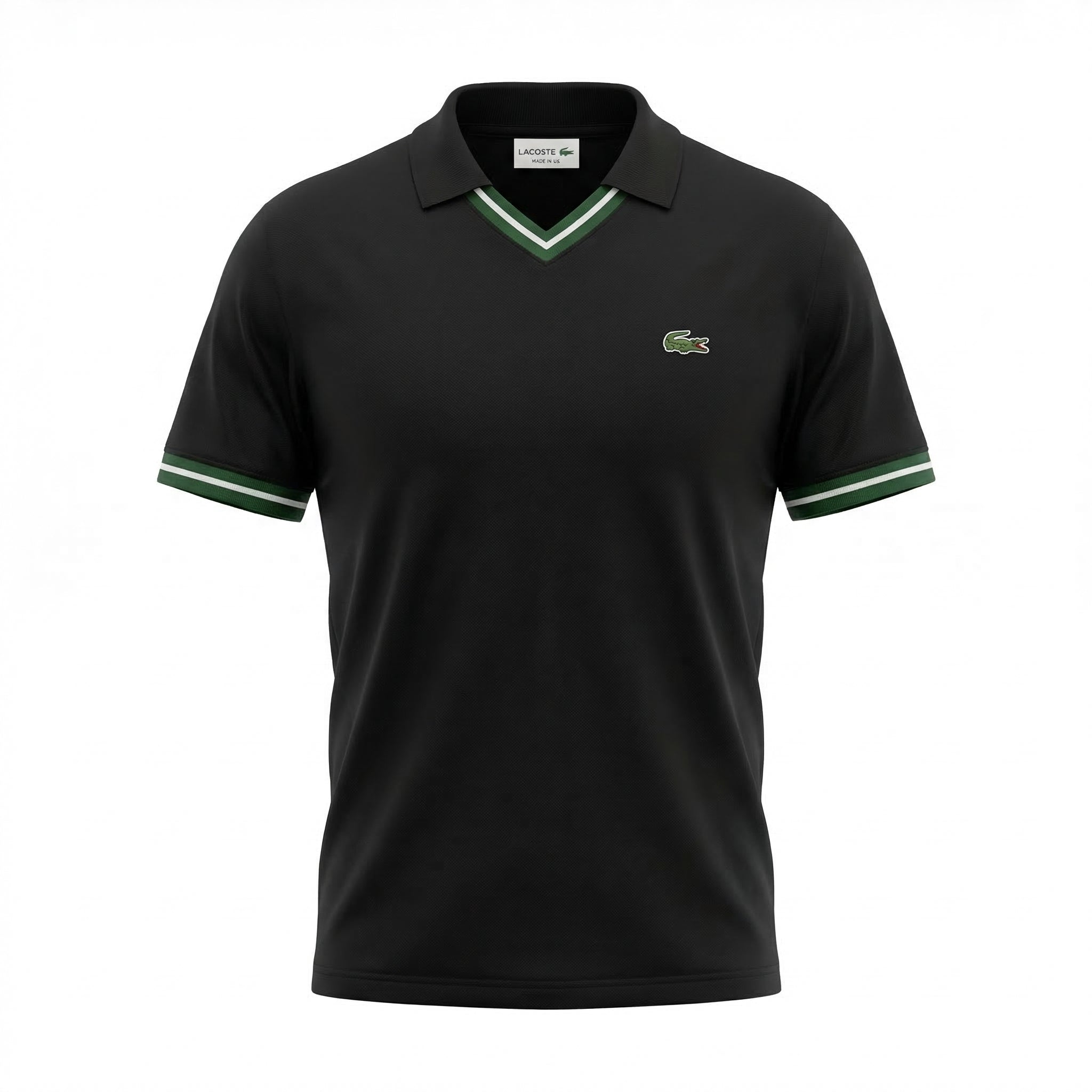 LACOSTE French Made Classic Fit Stripe Collar Polo Shirt
