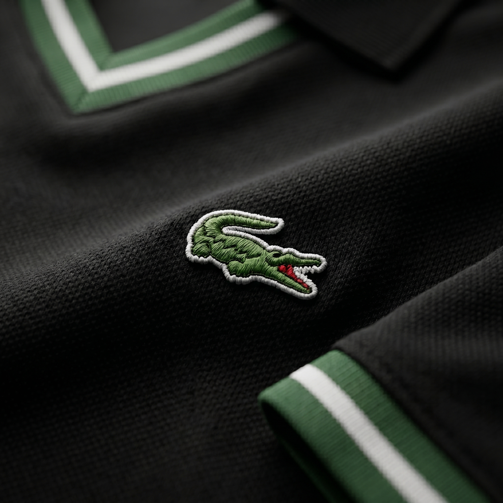 LACOSTE French Made Classic Fit Stripe Collar Polo Shirt