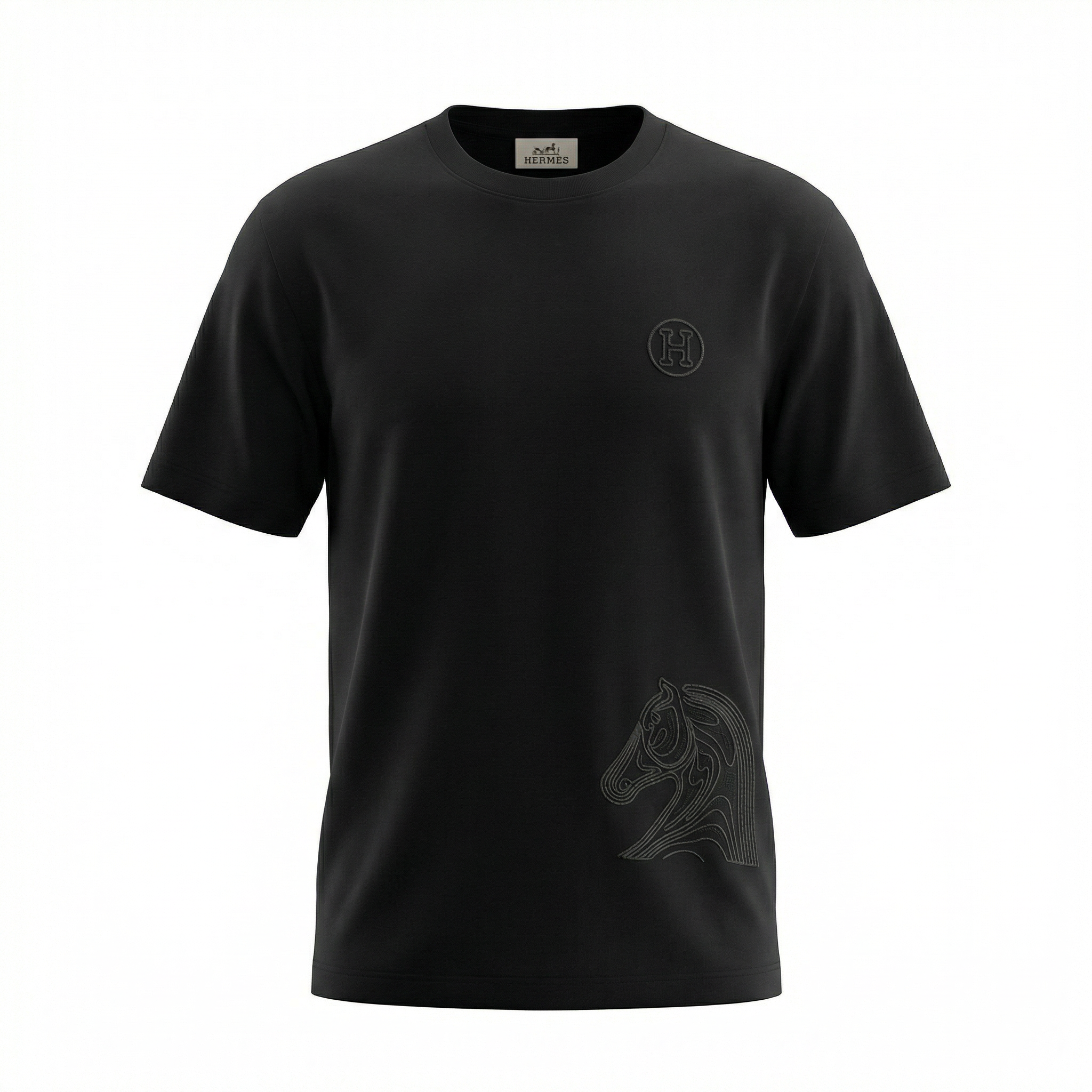 HERMES EMBROIDERED LOGO T-SHIRT