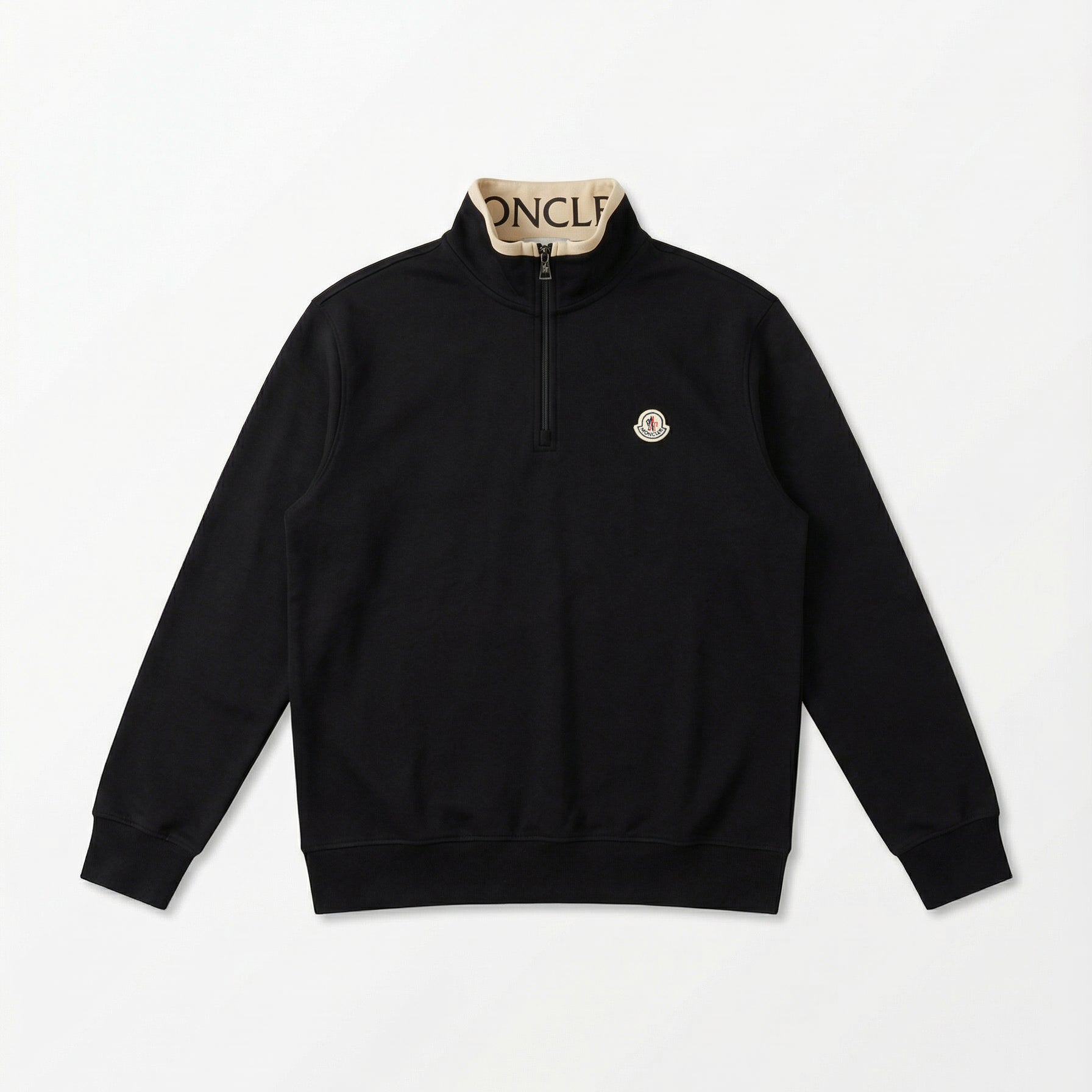 MONCLER HALF ZIPPER EMBROIDERED LOGO SWEATSHIRT