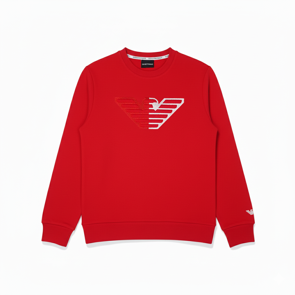 EMPORIO ARMANI EMBROIDERED LOGO SWEATSHIRT Red