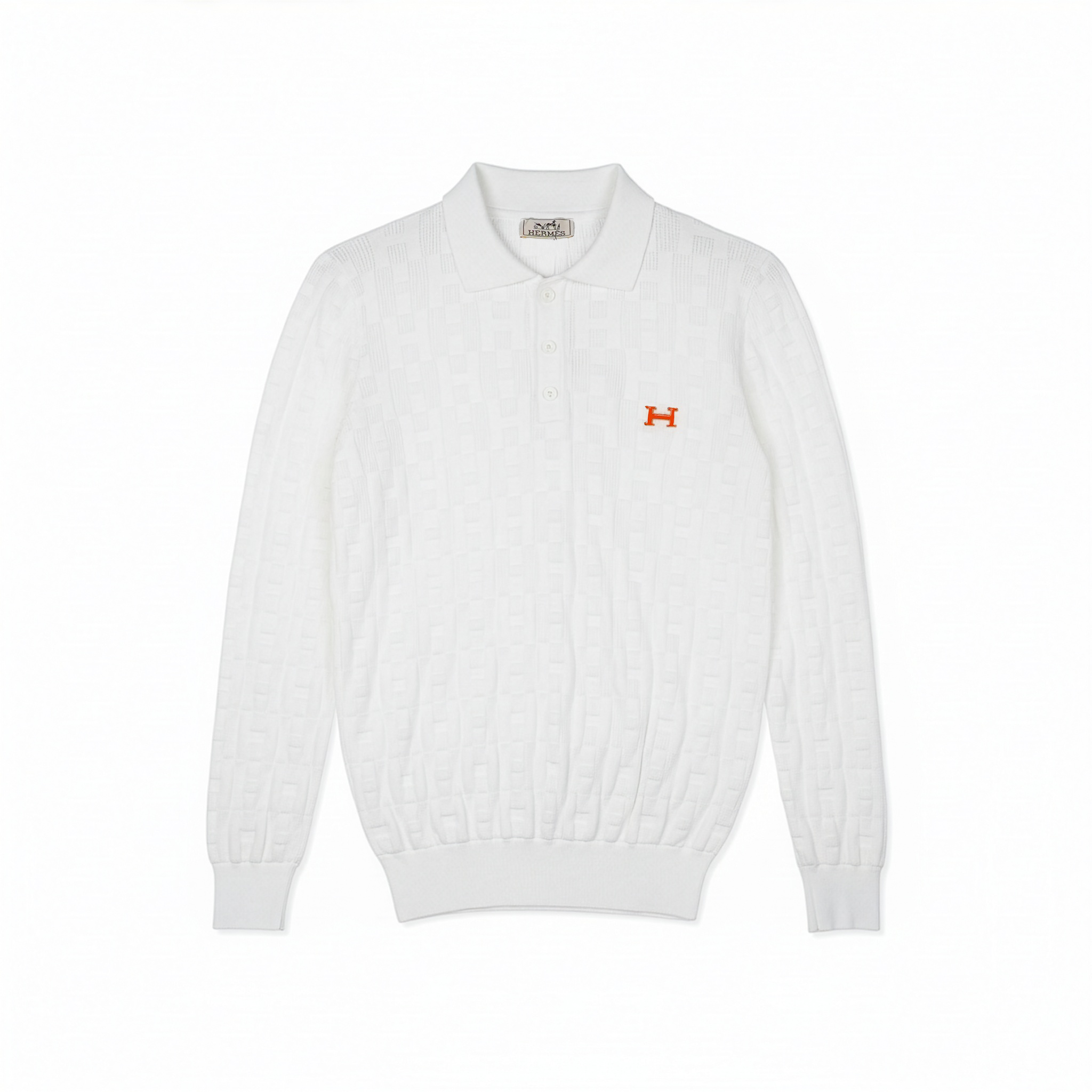 HERMES embroidered-logo silk polo shirt