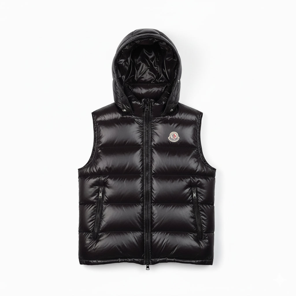 MONCLER Black Bormes Hooded Down Gilet - Vest