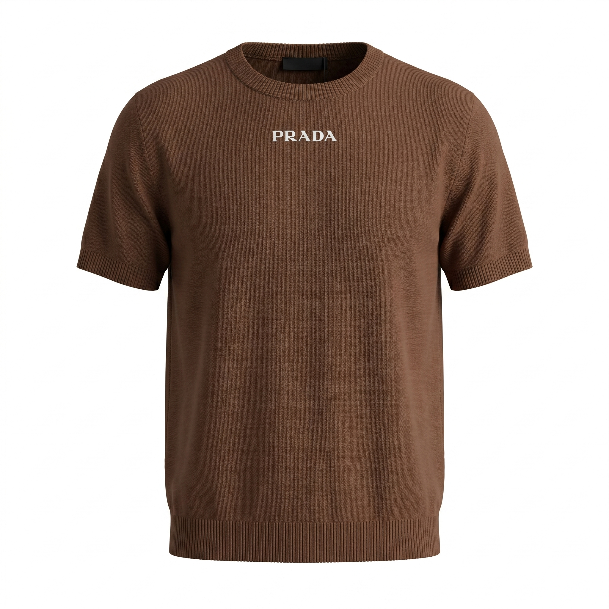 PRADA KNITTED PRINTED LOGO T-SHIRT