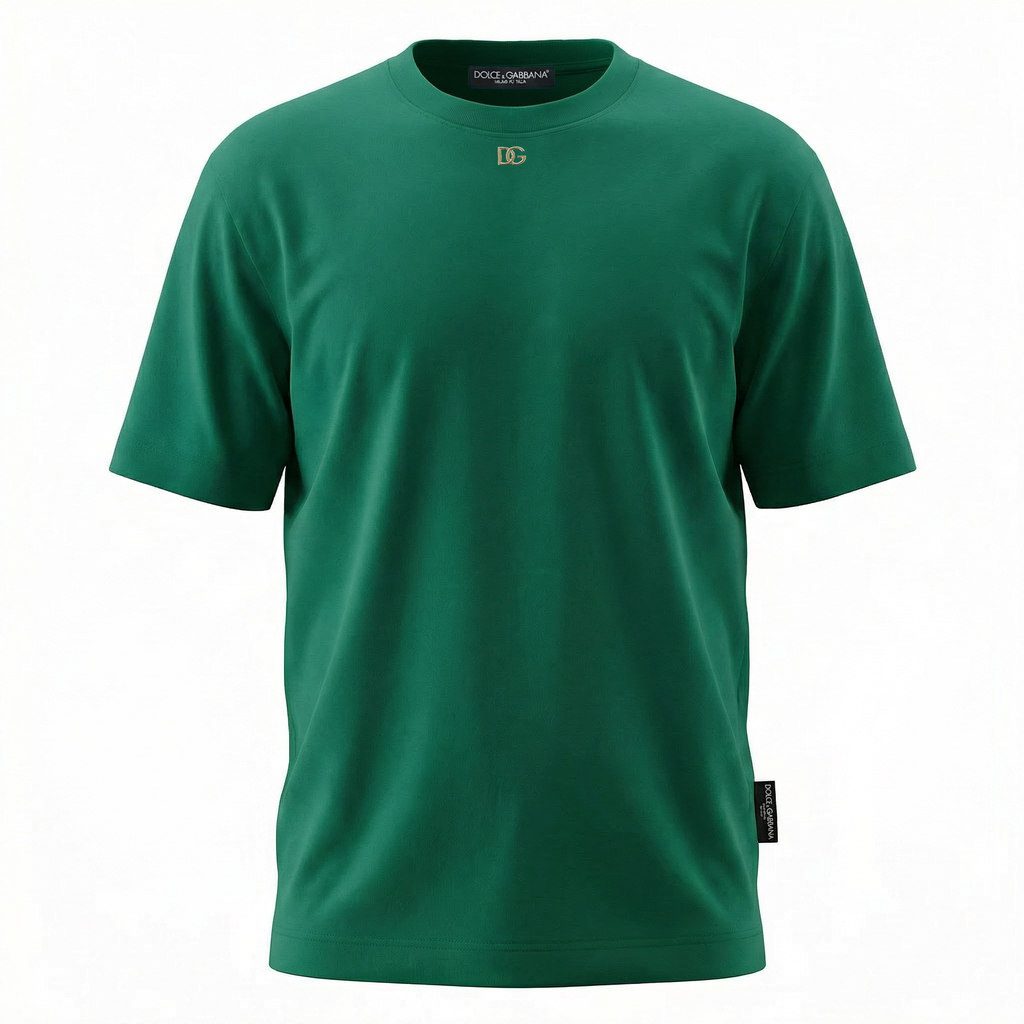 DOLCE & GABBANA METAL DG LOGO GREEN TEE