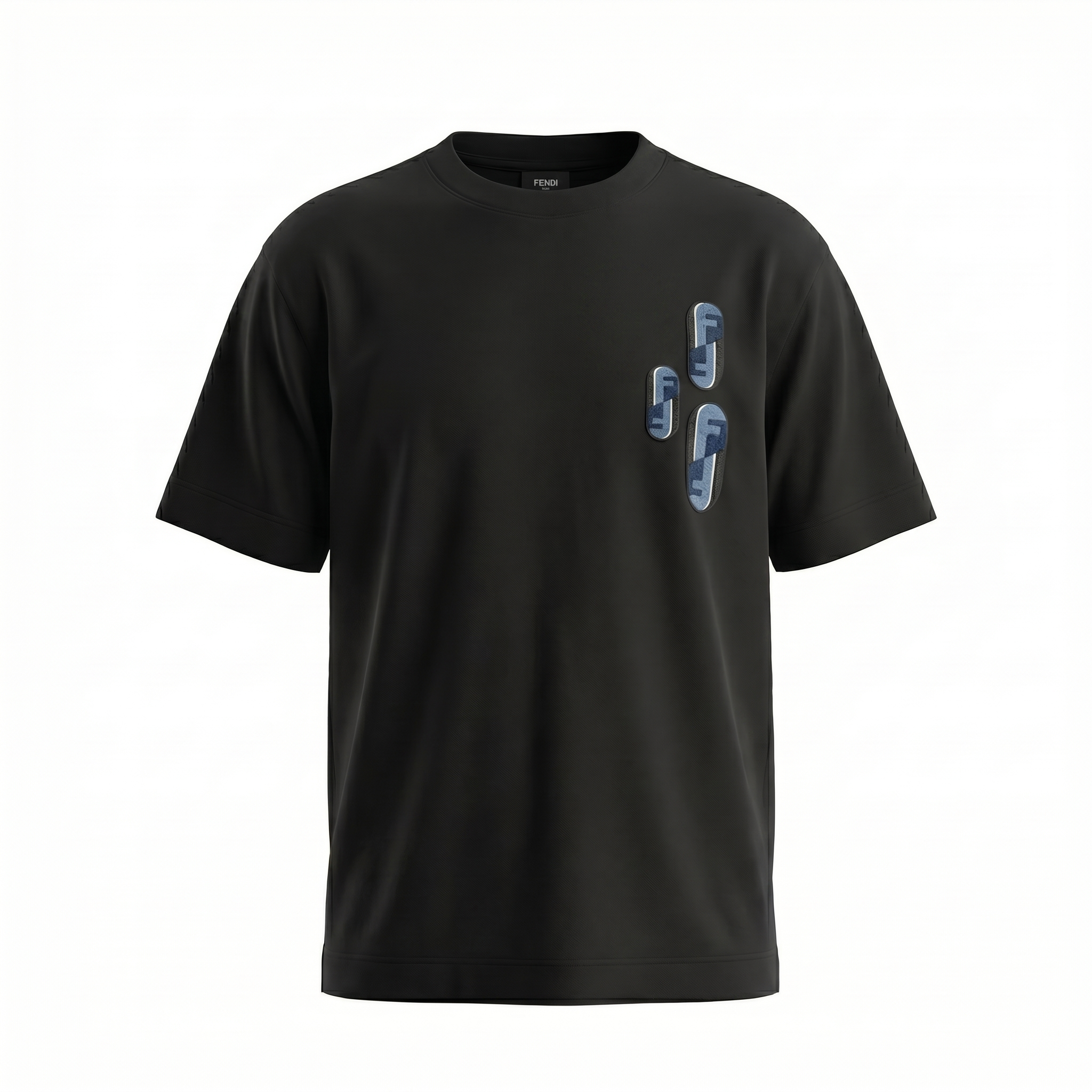 FENDI EMBROIDERED LOGO T-SHIRT BLACK