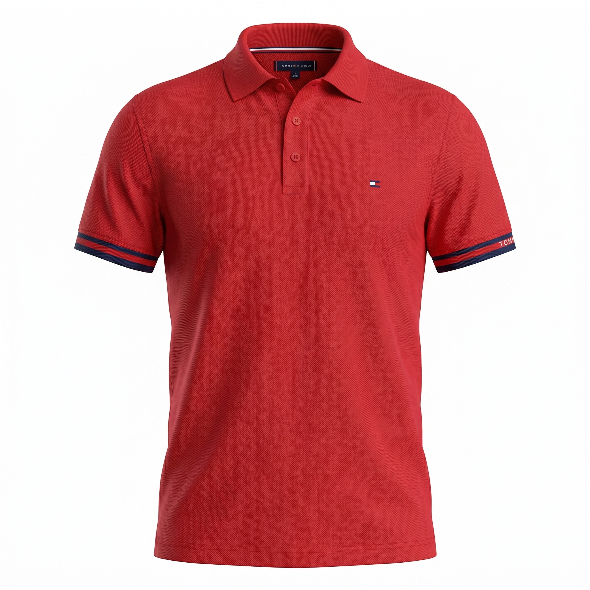 Tommy Jeans Linear Short Sleeve Polo Shirt Red