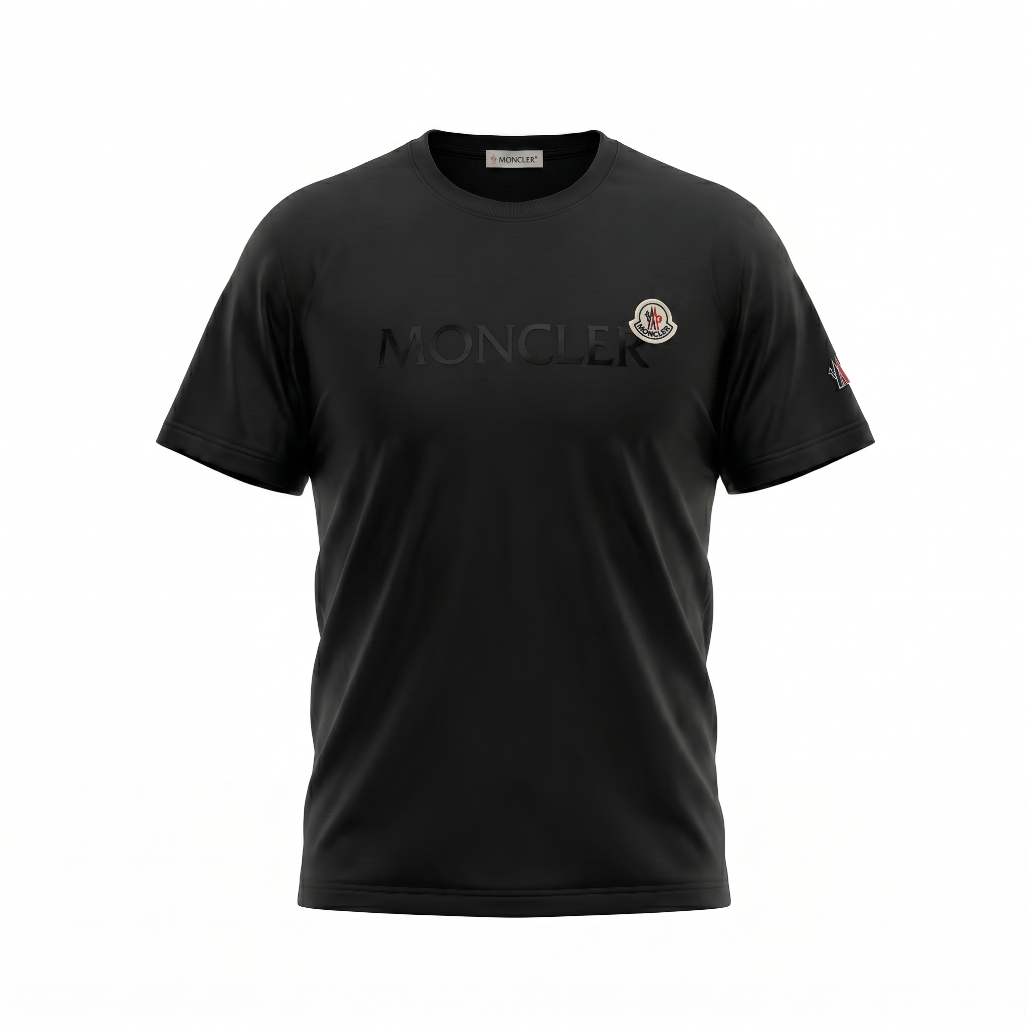 MONCLER Leaf Black Flocked Logo T-shirt