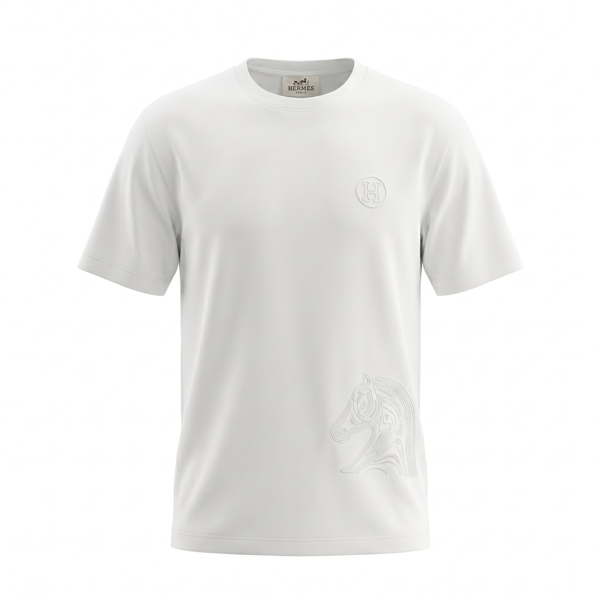 HERMES EMBROIDERED LOGO T-SHIRT