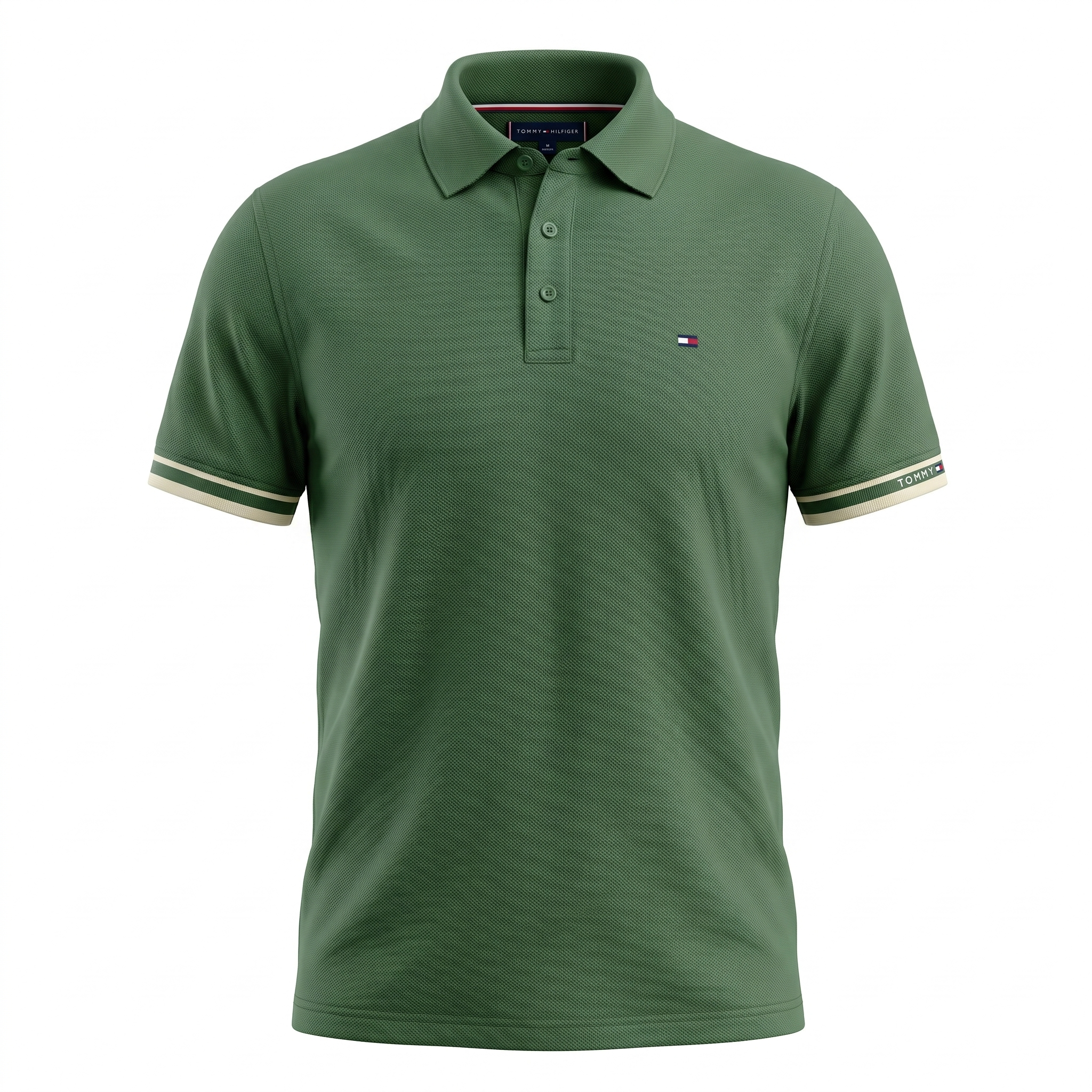 Tommy Jeans Linear Short Sleeve Polo Shirt Green