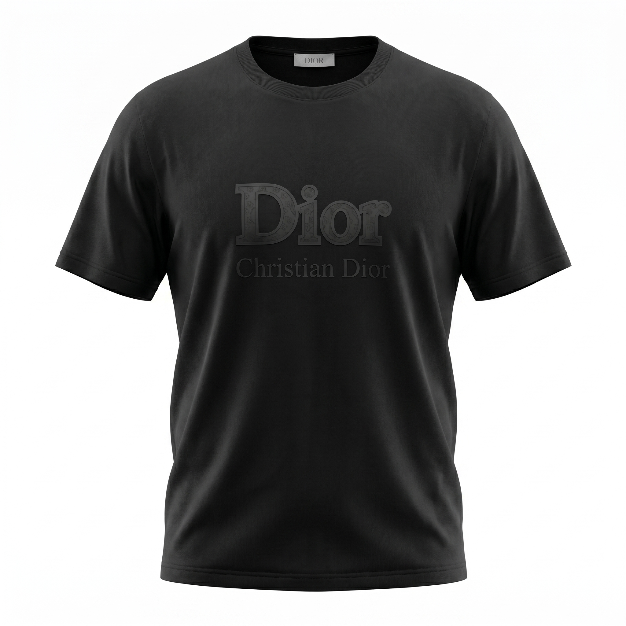 DIOR LEATHER LOGO T-SHIRT BLACK